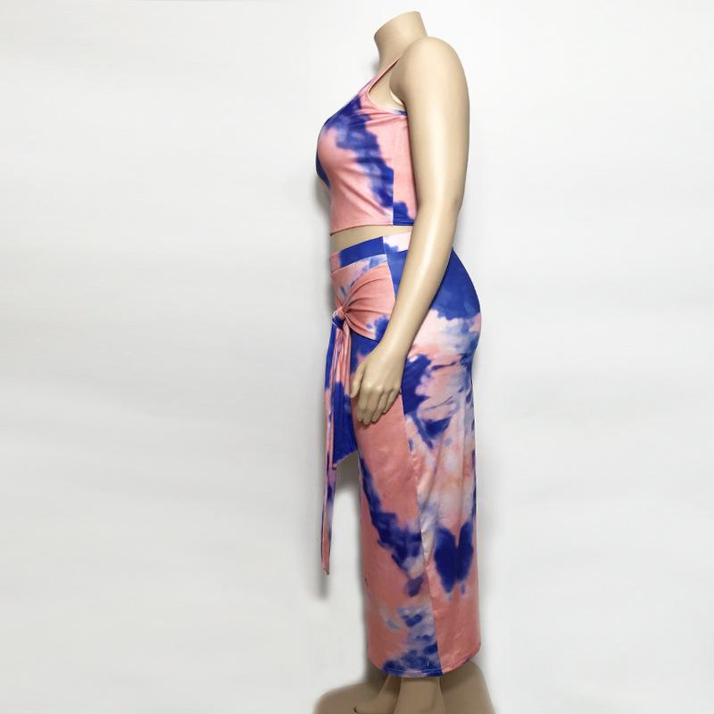 Plus Size Sexy Women 2 Piece Sets Bodycon Skirt Set Casual Clubwear Party Crop Top Wrap Skirts For Women Female Clothing