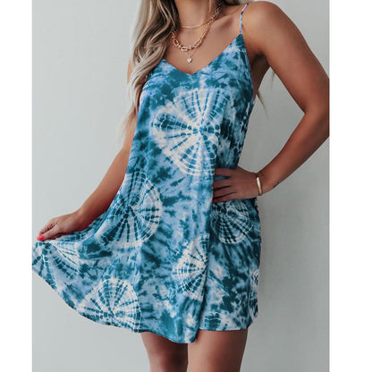 Women Fashionable Off Shoulder Printed Casual Short Mini Dress