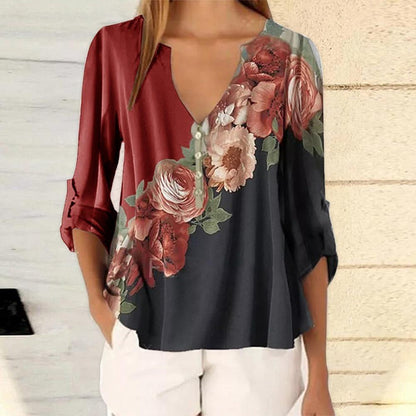 Fashion Flowers Ladies Graphic Plants Floral Print T -Shirts