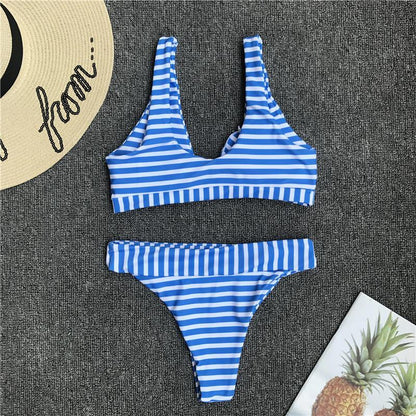 Womens Bikini Set High Waist Knotted Swimwear