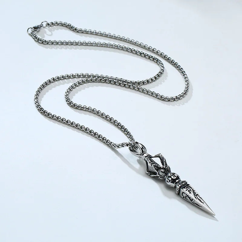 Stainless Steel Tibetan Buddhist Protection Pendant Necklace