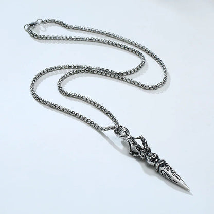 Stainless Steel Tibetan Buddhist Protection Pendant Necklace
