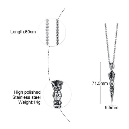 Stainless Steel Tibetan Buddhist Protection Pendant Necklace