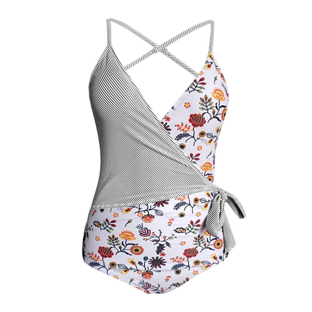 Fashion Women One Piece Swimsuit Beachwear Patchwork Swimwear