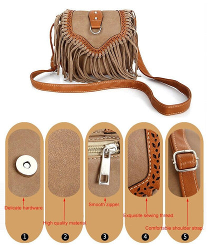 Womens' Pouch Tassel Shoulder Bag Vintage Handbag Crossbody Bags For Women Large Capacity Messenger Bags