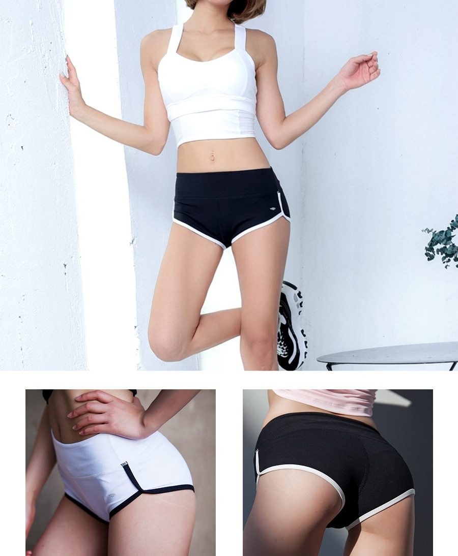 Besgo Sexy Exercise Shorts Women Slim Mini Length Fold-Over Waistband Pilates Running Yoga Shorts Push Up Sports Clothing