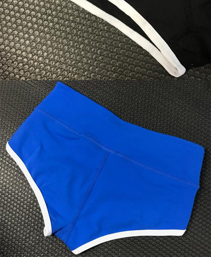 Besgo Sexy Exercise Shorts Women Slim Mini Length Fold-Over Waistband Pilates Running Yoga Shorts Push Up Sports Clothing