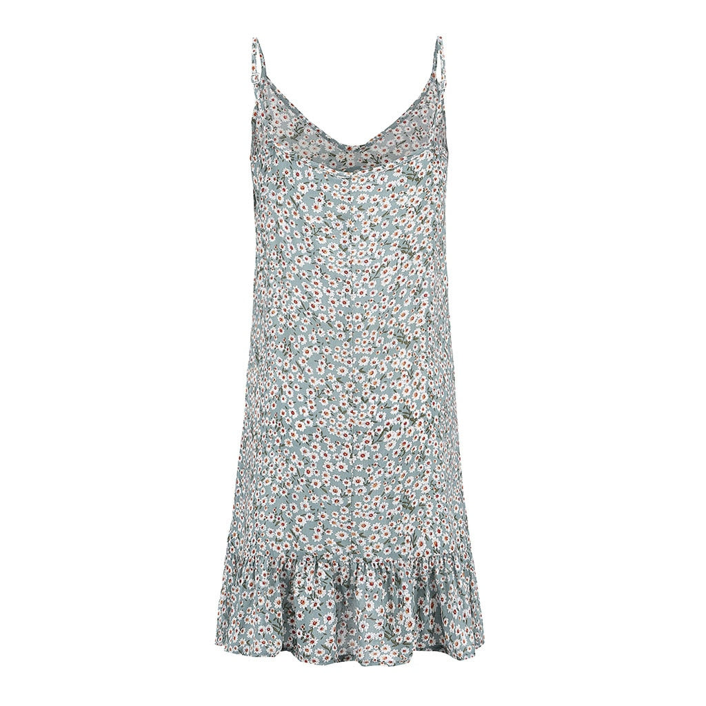 Women'S Printing Beach Dress Off-Shoulder Short Sleeve Mini Dress
