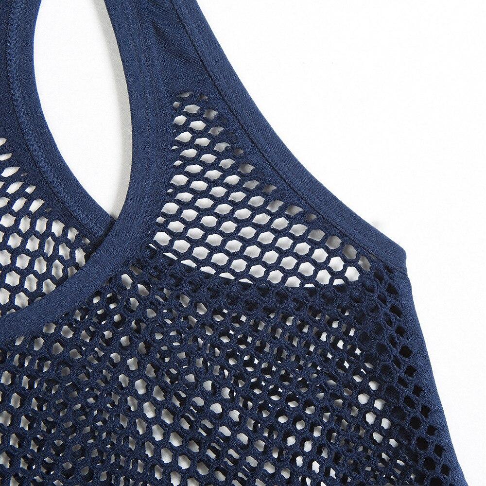 New Women Blue Mesh Sports Running T-Shirts Yoga Tanks Comfortable Loose Style Quick Dry Vest