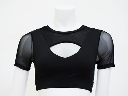 New Arrival Women Mesh Patchwork Yoga Shirt Hollow Out Short Sleeve Fitness Gym Sportswear Clothing Summer Sexy Crop Top