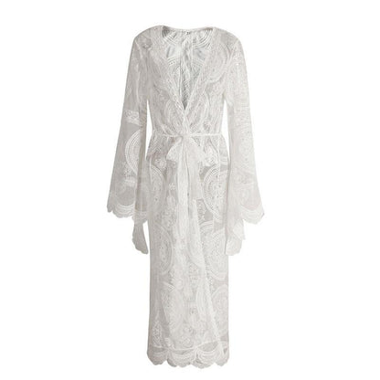Bell Sleeve Lace Maxi Summer Bohemian Beach Dress Cover-Up