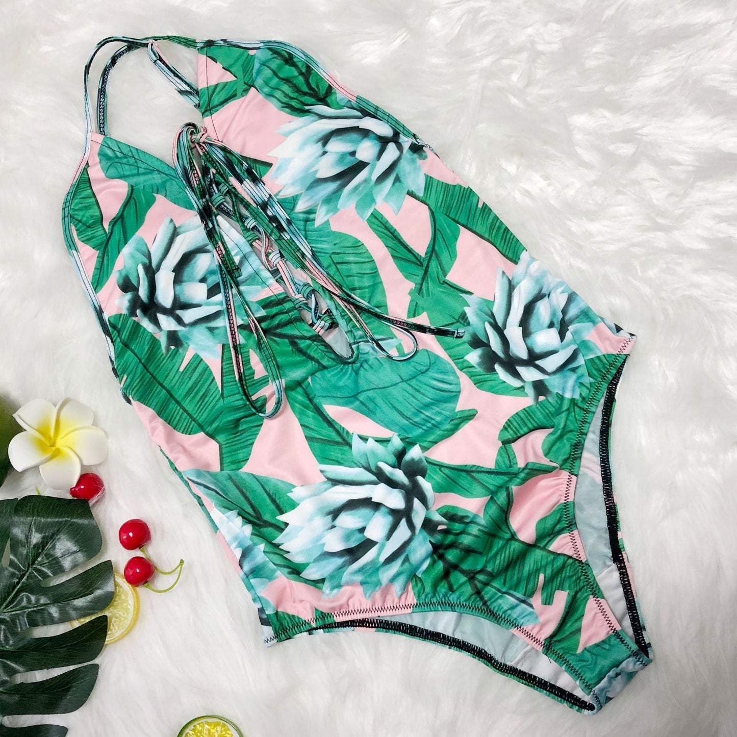 New Women Sling Swimsuit Siamese Sexy Printed Bikini