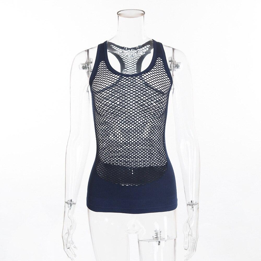 New Women Blue Mesh Sports Running T-Shirts Yoga Tanks Comfortable Loose Style Quick Dry Vest