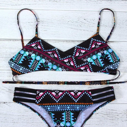 Red Fashion Women Bohemia Push-Up Padded Bra Beach Bikini