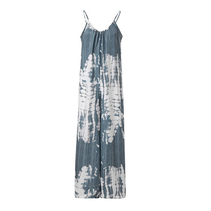 Casual Tie-Dye Holiday Jumpsuit Spaghetti-Strap Romper
