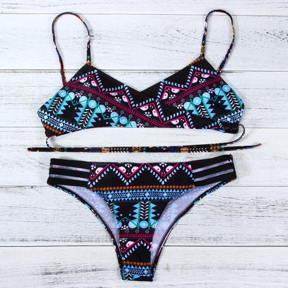 Red Fashion Women Bohemia Push-Up Padded Bra Beach Bikini