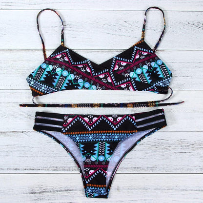 Red Fashion Women Bohemia Push-Up Padded Bra Beach Bikini