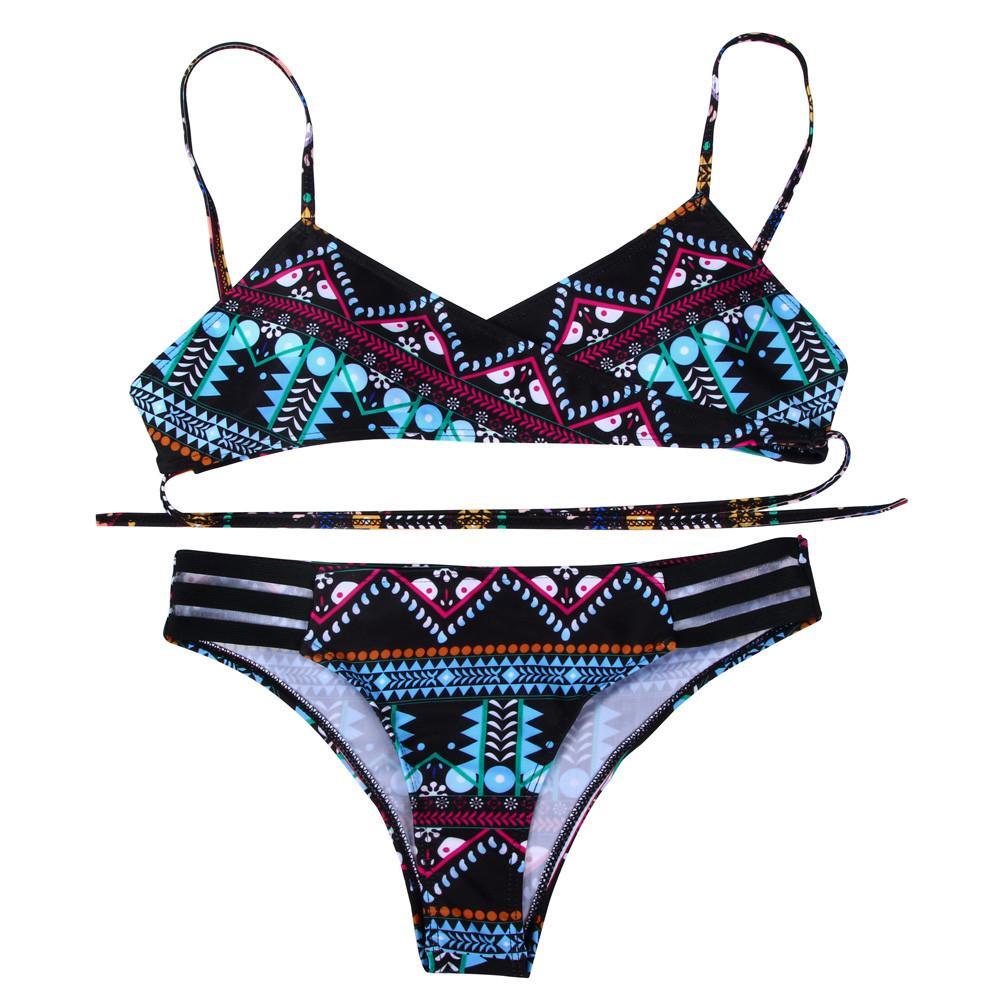 Red Fashion Women Bohemia Push-Up Padded Bra Beach Bikini
