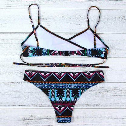 Red Fashion Women Bohemia Push-Up Padded Bra Beach Bikini