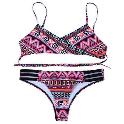 Red Fashion Women Bohemia Push-Up Padded Bra Beach Bikini