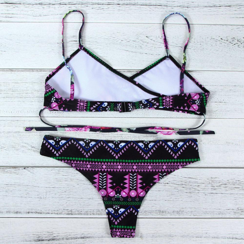 Red Fashion Women Bohemia Push-Up Padded Bra Beach Bikini