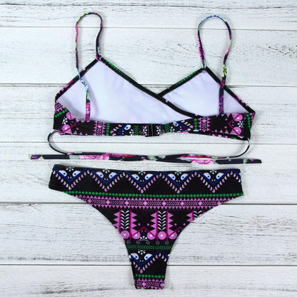 Red Fashion Women Bohemia Push-Up Padded Bra Beach Bikini