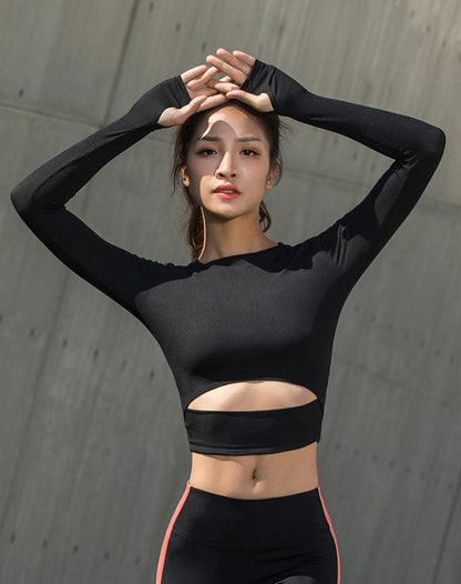 Yoga Shirts Women Ombre Cropped Seamless Long Sleeve Top Crop Top Women Workout Shirts For Women Sports Tops Gym Women