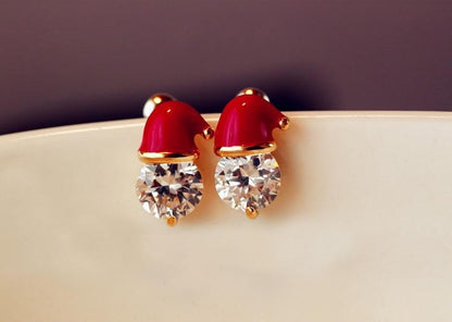 Christmas Earrings Inlaid With Zircon Christmas Party Santa Claus Studs