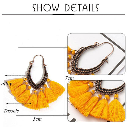 Retro Vintage Boho Bohemian Ethnic Tassel Drop Women Earrings Jewelry Accessories