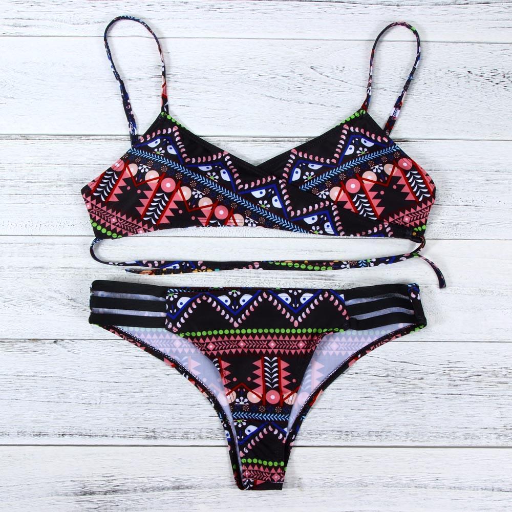 Red Fashion Women Bohemia Push-Up Padded Bra Beach Bikini