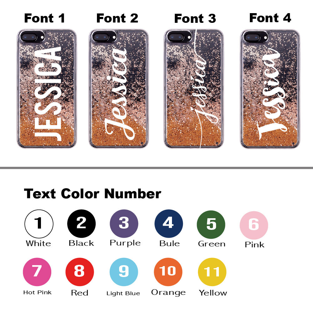 Personalized Custom Liquid Glitter Silver Name Text Soft Bumper Phone Case For Iphone