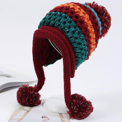 Saint Morris Patchwork Pom Pom Beanie