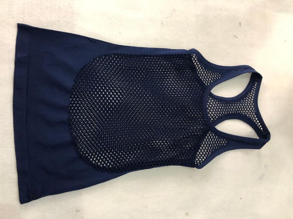 New Women Blue Mesh Sports Running T-Shirts Yoga Tanks Comfortable Loose Style Quick Dry Vest