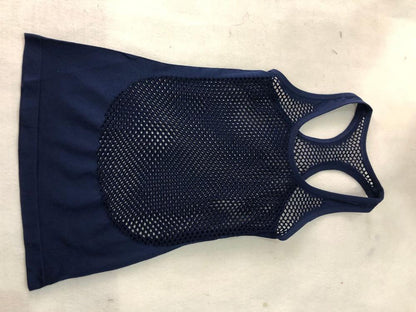 New Women Blue Mesh Sports Running T-Shirts Yoga Tanks Comfortable Loose Style Quick Dry Vest
