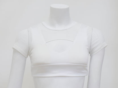 New Arrival Women Mesh Patchwork Yoga Shirt Hollow Out Short Sleeve Fitness Gym Sportswear Clothing Summer Sexy Crop Top