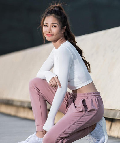 Yoga Shirts Women Ombre Cropped Seamless Long Sleeve Top Crop Top Women Workout Shirts For Women Sports Tops Gym Women
