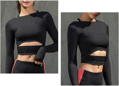 Yoga Shirts Women Ombre Cropped Seamless Long Sleeve Top Crop Top Women Workout Shirts For Women Sports Tops Gym Women