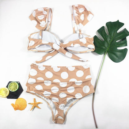 Vintage Push Up Swimsuit Sexy Ruffle Polka Dot Bathing Suit