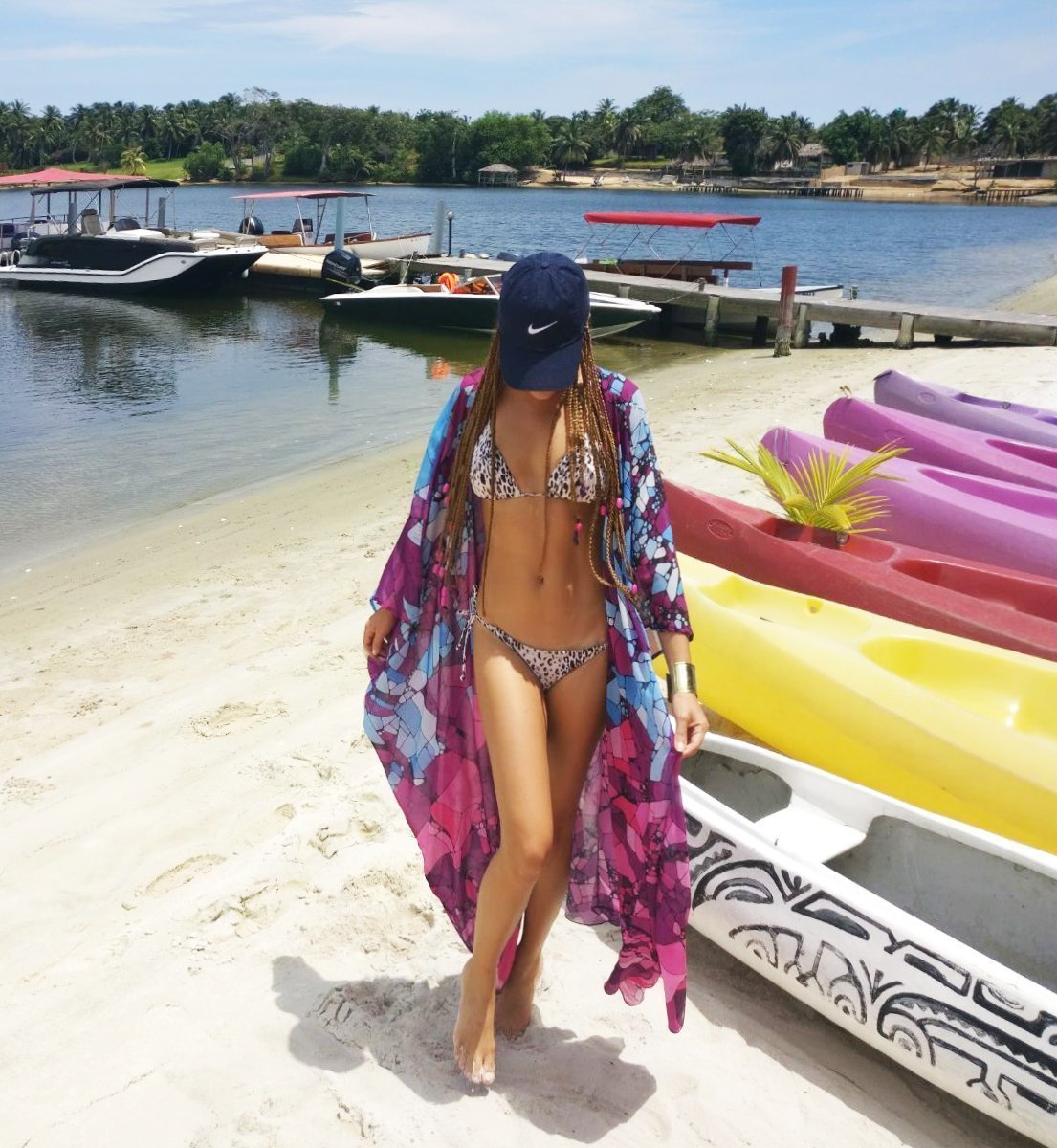 Floral Purple Chiffon Batwing Sleeve Beach Kimono With Belt Dress Cover-Up