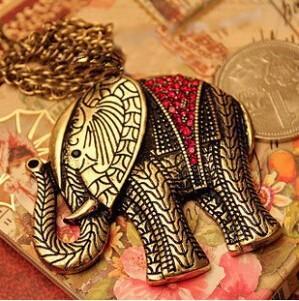 Fashion Western Vintage Elephant Necklace Jewellery Sweater Chain