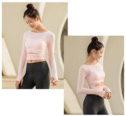 Yoga Shirts Women Ombre Cropped Seamless Long Sleeve Top Crop Top Women Workout Shirts For Women Sports Tops Gym Women