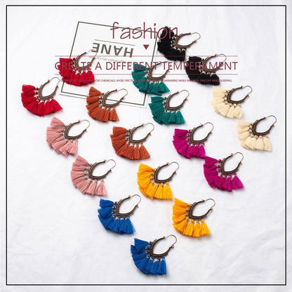 Retro Vintage Boho Bohemian Ethnic Tassel Drop Women Earrings Jewelry Accessories