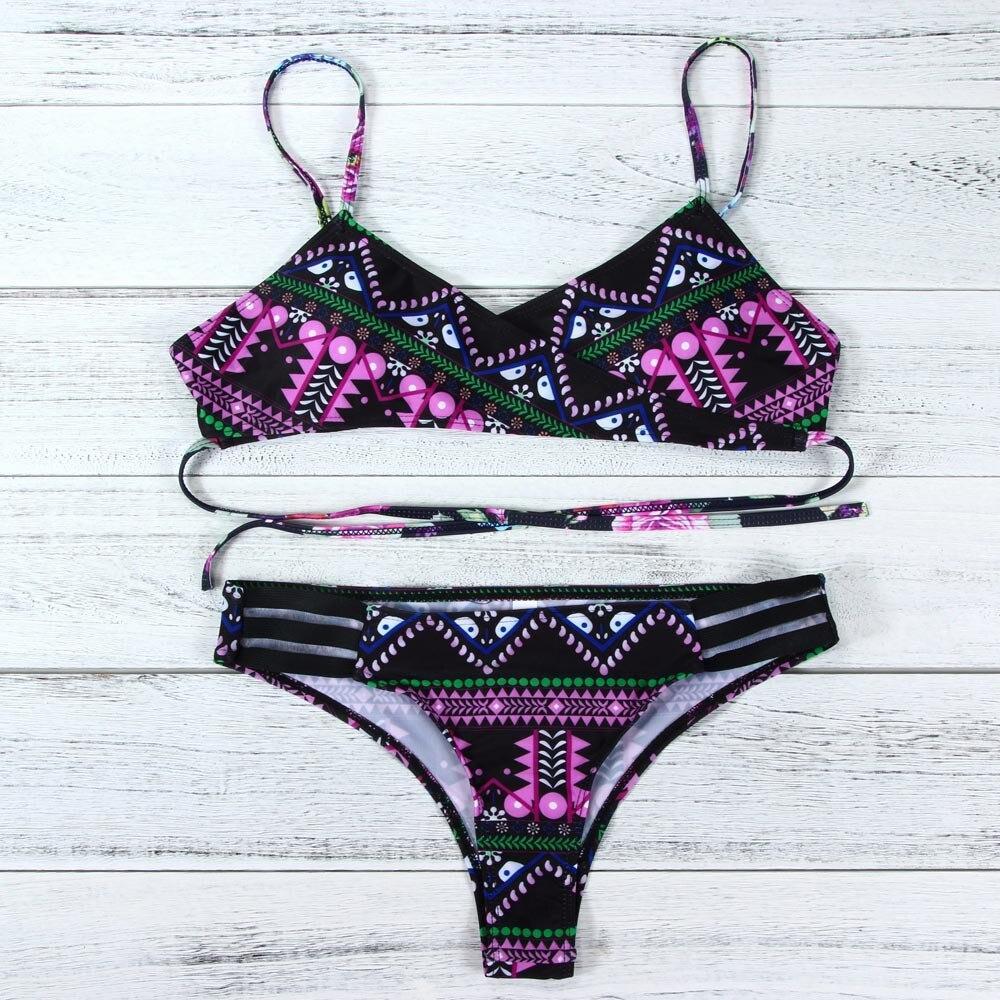 Red Fashion Women Bohemia Push-Up Padded Bra Beach Bikini