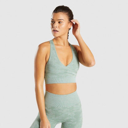 Running Gym Camouflage Outwork Sexy Seamless Sport Bra New Summer Fashion High Stretch Women Quick Dry Padded Top Fitness
