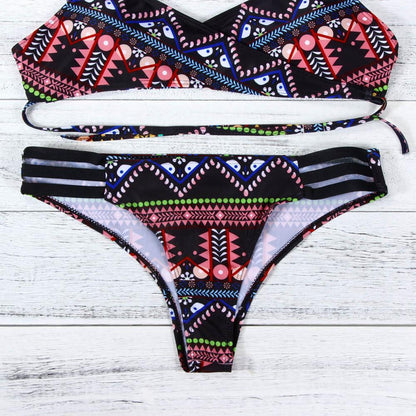 Red Fashion Women Bohemia Push-Up Padded Bra Beach Bikini