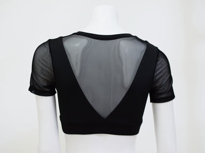 New Arrival Women Mesh Patchwork Yoga Shirt Hollow Out Short Sleeve Fitness Gym Sportswear Clothing Summer Sexy Crop Top