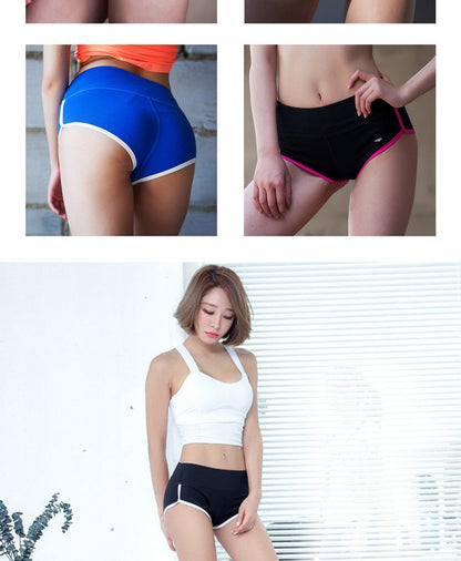 Besgo Sexy Exercise Shorts Women Slim Mini Length Fold-Over Waistband Pilates Running Yoga Shorts Push Up Sports Clothing