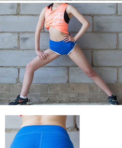 Besgo Sexy Exercise Shorts Women Slim Mini Length Fold-Over Waistband Pilates Running Yoga Shorts Push Up Sports Clothing