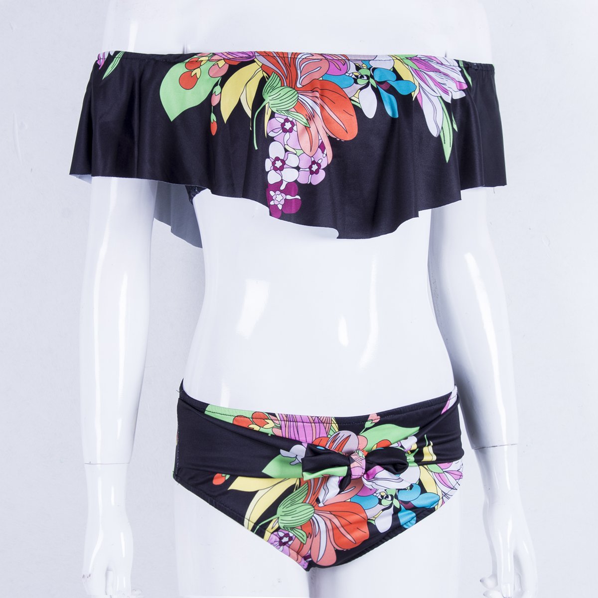 Off Shoulder Flower Swimwear Women Swimsuit Ruffles Bikini Set