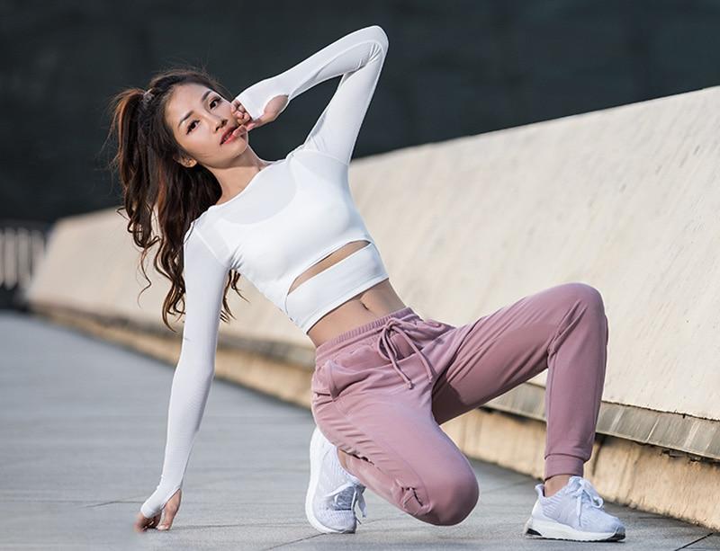 Yoga Shirts Women Ombre Cropped Seamless Long Sleeve Top Crop Top Women Workout Shirts For Women Sports Tops Gym Women